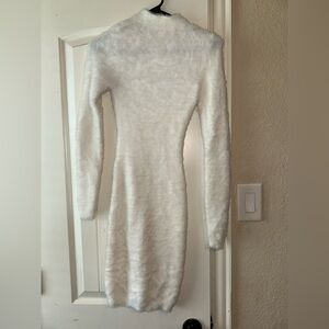 Elegant White Fuzzy Dress
